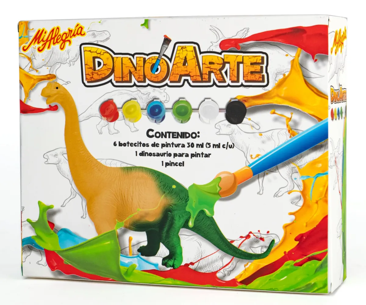 Dino Arte. Pinta a tu dinosaurio favorito y lleva a volar a tu imaginación. ¿Los dinosaurios tienen plumas? Tú lo decides con Dino Arte Mi Alegría. Dinosaurio: Cuello Largo.*Mi Alegria mexico Fashion